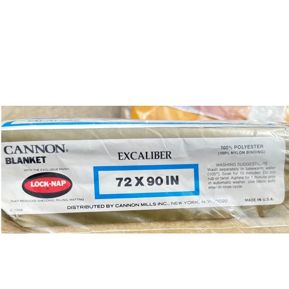 Vintage Cannon Excaliber‎ Blanket Tan  Lock-Nap 72x90 Made in USA